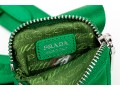Prada Re-Edition 2005 Green Nylon Shoulder Bag With Logo Strap & Mini Pouch