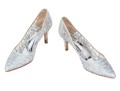 Badgley Mischka Stunning Silver Mesh Rhinestone Pumps, Size 10