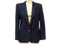 Giorgio Armani Vintage Black Label Blue Black Wool Herringbone Button Front Blazer, Size 42