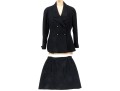 Chanel Boutique Vintage Black Wool And Silk Boucle Jacket And Skirt Suit, Size 44