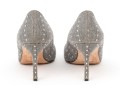 Manolo Blahnik Fun Grey And Off White Fabric Pumps, Size 42