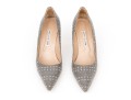 Manolo Blahnik Fun Grey And Off White Fabric Pumps, Size 42