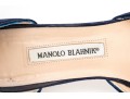 Manolo Blahnik Lovely Blue Suede Buckle Motif Pumps, Size 41