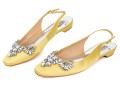 Badgley Mischka Beautiful Yellow Satin And Rhinestone Slingbacks, Size 10