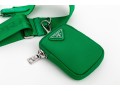 Prada Re-Edition 2005 Green Nylon Shoulder Bag With Logo Strap & Mini Pouch