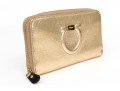 Ferragamo Striking Gold Metallic Leather Zip Wallet