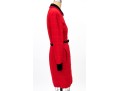Valentino Boutique Long Red Windowpane Style Jacket With Velvet Collar And Belt, No Size Tag