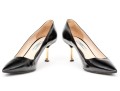 Prada Unusual Black Saffiano Leather Gold Tone Heeled Pumps, Size 41