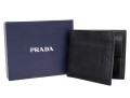Prada Handsome Black Leather Billfold And Credit Card Holder, With Box