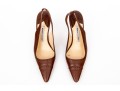 Manolo Blahnik Classic Brown Leather Wingback Style Slingbacks, Size 41 1/2