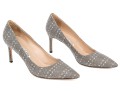 Manolo Blahnik Fun Grey And Off White Fabric Pumps, Size 42