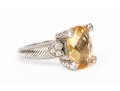 Judith Ripka Sterling Silver Checkerboard Oval Citrine And Cz Ring, Size 7