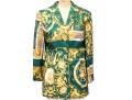 Louis Feraud Fabulous Green, Gold And White Ornate Silk Blazer, Size 12