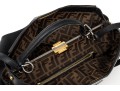 Fendi Extra Large Black Leather Twist Lock Top Handle Bag, With Strap