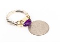 David Yurman Sterling Silver And 14k Yellow Gold Amethyst Cabachon Cable Ring, Size 5.75