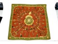 Hermes Classic Key Motif Green And Brown Toned Silk Scarf, With Box