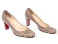 Christian Louboutin Classic Taupe Leather Pumps, Size 41 1/2
