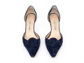 Manolo Blahnik Lovely Blue Suede Buckle Motif Pumps, Size 41