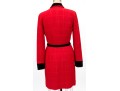 Valentino Boutique Long Red Windowpane Style Jacket With Velvet Collar And Belt, No Size Tag