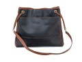 Bottega Veneta Black Canvas And Brown Leather Tote Style Shoulder Bag