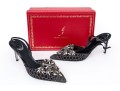 Rene Caovilla Stunning Black And Silver Rhinestone Slingbacks, Size 41, With Box
