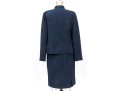Akris Blackish Blue Wool Mandarin Collared Skirt Suit, Size 10
