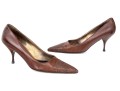 Prada Unique Brown Embroidered Leather Pumps, Size 41