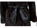 Striking Dark Brown Collared And Bellted Long Fur Coat