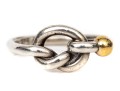 Tiffany & Co. Sterling Silver And 18k Striking Knot And Ball Style Ring, Size 6.75-