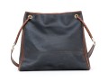 Bottega Veneta Black Canvas And Brown Leather Tote Style Shoulder Bag