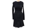 Valentino Miss V. Black Wool Knit And Pleated Long Sleeved Dress
