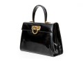 Ferragamo Handsome Black Patent Leather Top Handled Bag