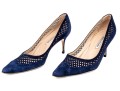 Manolo Blahnik Lattice Edged Blue Suede Pumps, Size 41 1/2