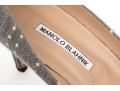 Manolo Blahnik Fun Grey And Off White Fabric Pumps, Size 42