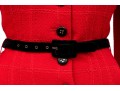 Valentino Boutique Long Red Windowpane Style Jacket With Velvet Collar And Belt, No Size Tag