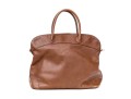 Longchamp Brown Pebbled Leather Top Handled Tote Bag
