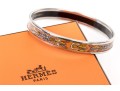 Hermès Orange, Grey And Brown Toned Slip On Bangle Bracelet, With Box