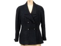 Chanel Boutique Vintage Black Wool And Silk Boucle Jacket And Skirt Suit, Size 44