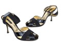 Dolce & Gabbana Striking Vero Cucio Black Patent Leather And Elastic Stilettos, Size 40