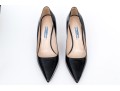 Prada Chic Black Saffiano Leather Stiletto Pumps, Size 41