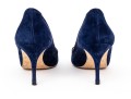 Manolo Blahnik Lattice Edged Blue Suede Pumps, Size 41 1/2