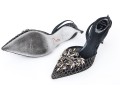 Rene Caovilla Stunning Black And Silver Rhinestone Slingbacks, Size 41, With Box