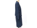 Akris Blackish Blue Wool Mandarin Collared Skirt Suit, Size 10