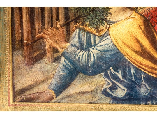 Decorative Florentine Print On Panel After Florentine Renaissance Style Painting