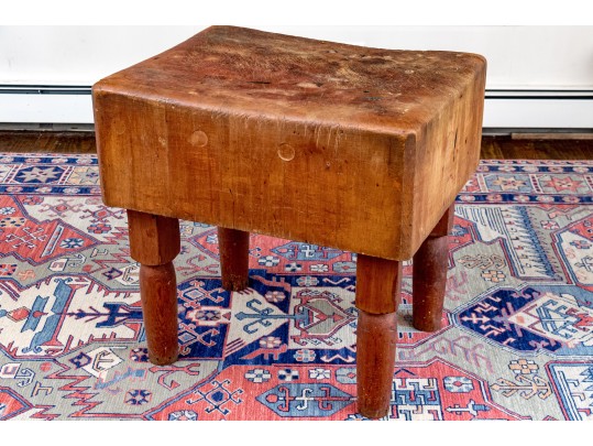 Antique Heavy Well Used Butcher Block Table