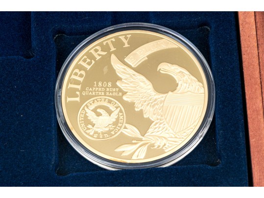 Eight U.S. Commemorative Gilt Silver Plated Coins In Two Cases