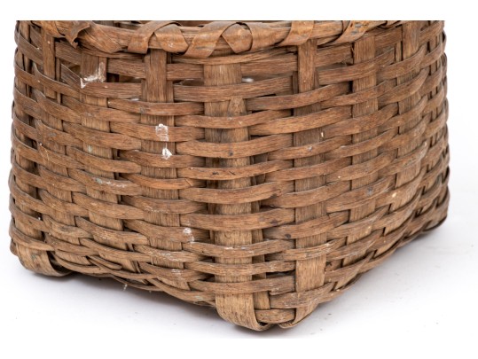 Trio Of Antique Splint Woven Apple Baskets With Handles
