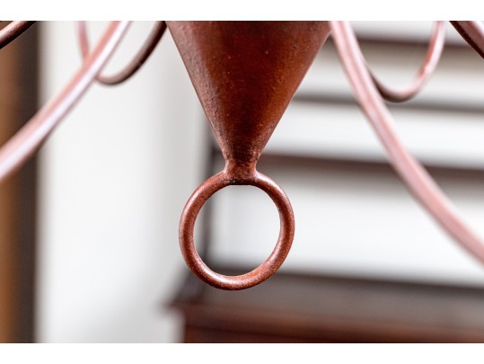 Colonial Style Tole Iron Eight Light Chandelier Attributed To Likely Gates Moore