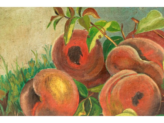 J.H. Anderson, Primitive Painting On Slate Board, Still Life With Peaches