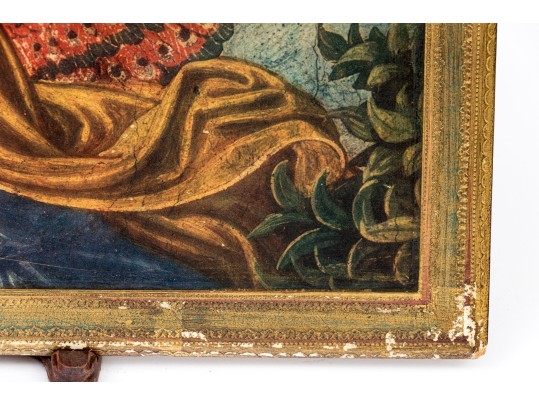 Decorative Florentine Print On Panel After Florentine Renaissance Style Painting